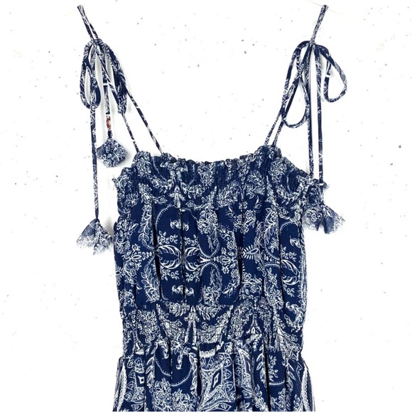 Misa Los Angeles Adel Smocked Detail Floral Midi Dress Adjustable Thin Strap XS - Picture 7 of 7